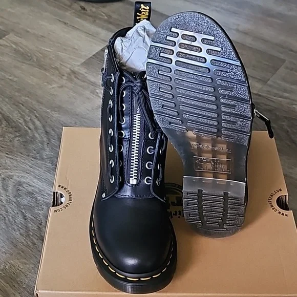 Dr. Martens Air Wair 1460 BLACK WANAMA TWIN ZIP 8 EYE BOOT - Picture 11 of 12